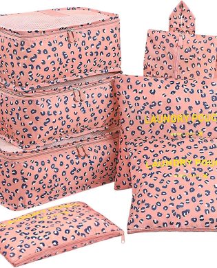 7 Set Packing Cubes with Shoe Bag - Travel Carry On Luggage Organizer