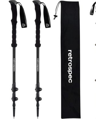 Retrospec Solstice Hiking Poles for Men & Women - Adjustable and Collapsible Lightweight Walking & Trekking Sticks - Aluminum w/Cork or Foam Grip