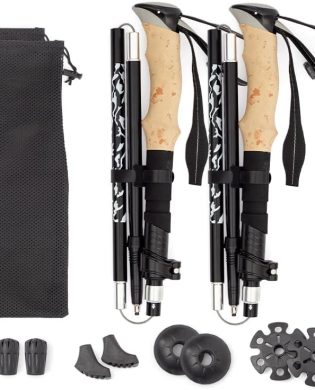 Trekking Poles for Hiking - Walking Sticks for Men, Women, Seniors, 2pc Collapsible Lightweight Aluminum Alloy Hiking Poles for Nordic Walking & Outdoor Adventures (Black)